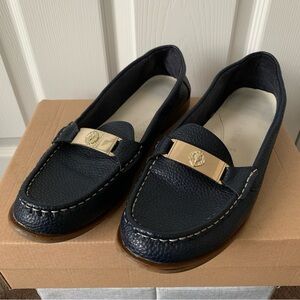 Anne Klein Navy Faux Leather Loafers Size 10
